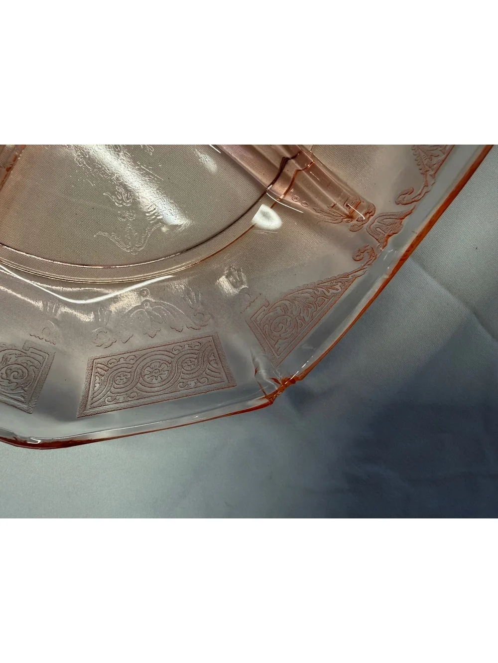 Vintage Pink Depression Glass Divided Grill Plate Octagon Art Deco Serving Tray